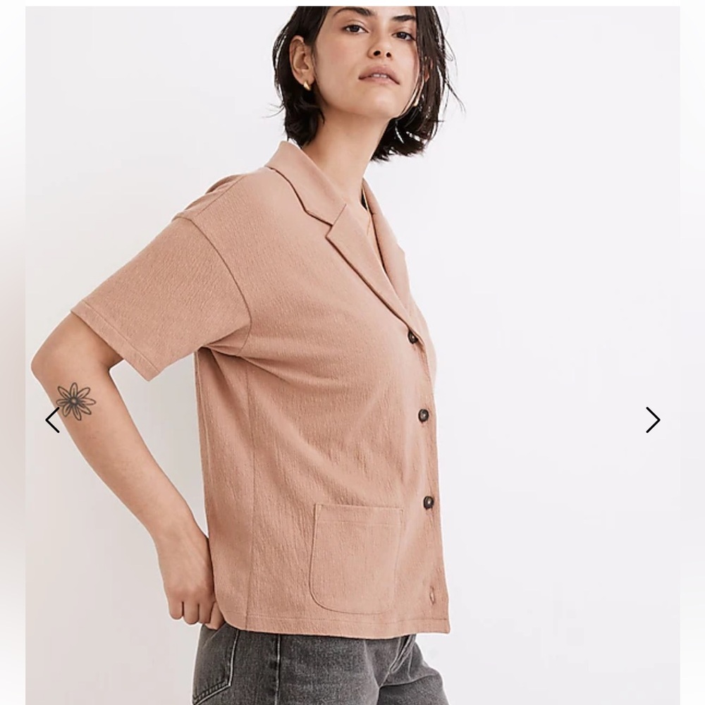 Madewell Knit Lightspun Camp Shirt in Faded Earth, XS
